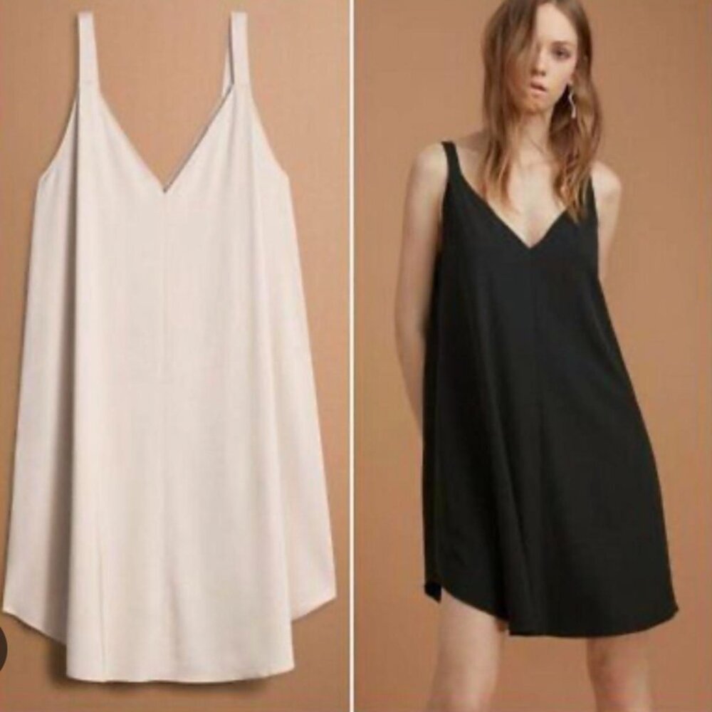 Aritzia Wilfred Le Fou‎ ELODIE Cream Crepe A-Line Slip Dress Size Small